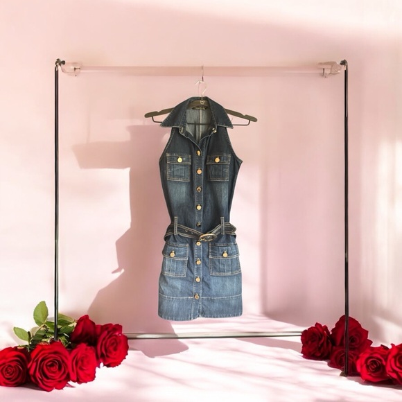 Denim Sleeveless Mini Dress - Picture 2 of 3
